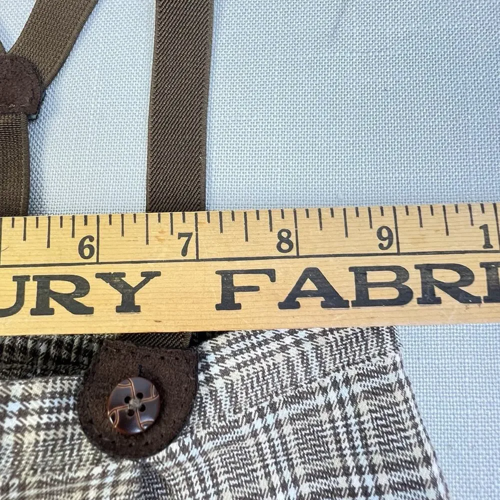 Janie And Jack Suspender Knikers Baby 12 - 18 Mos Brown Short Pants Party Retro